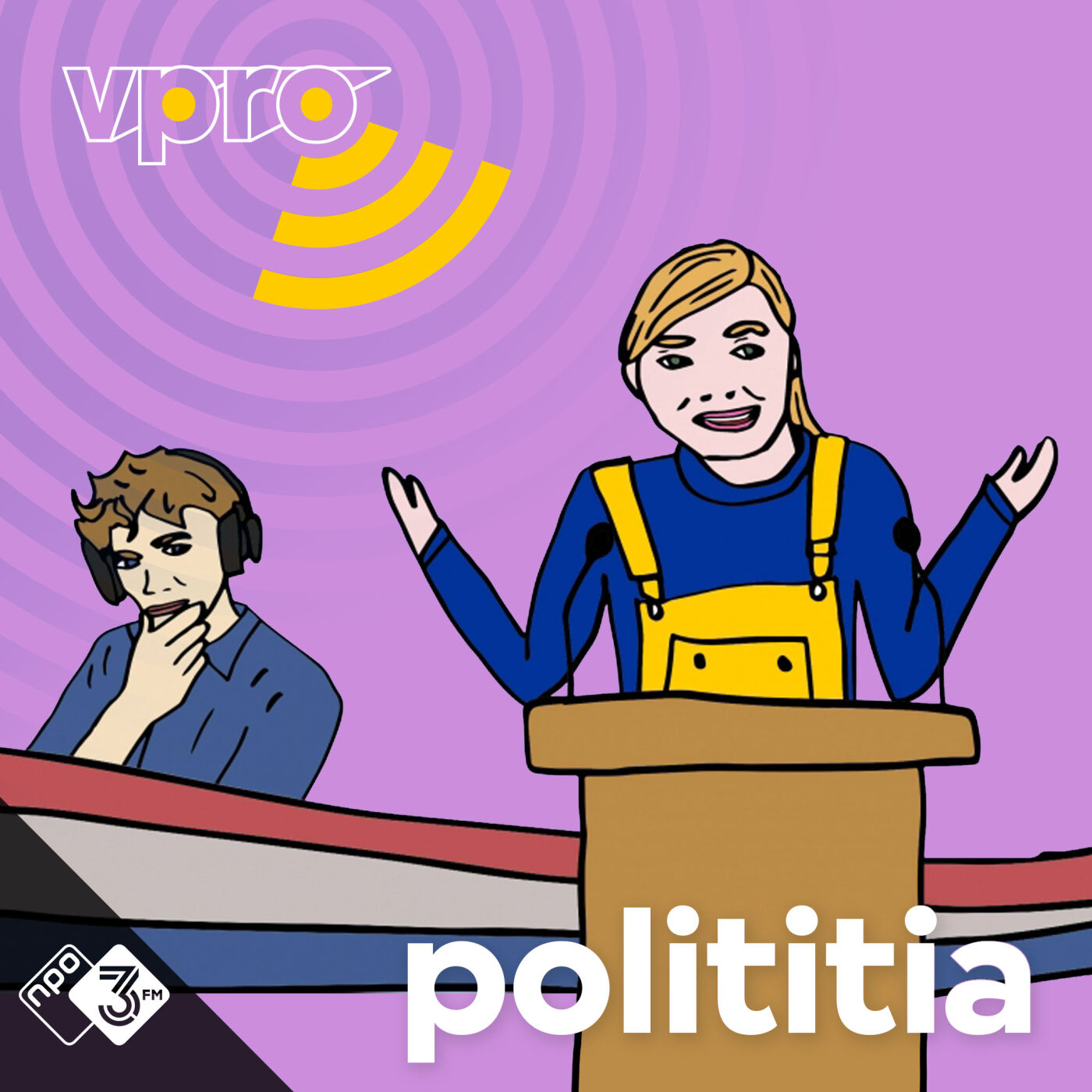 De geillustreerde coverart van de podcast Polititia.